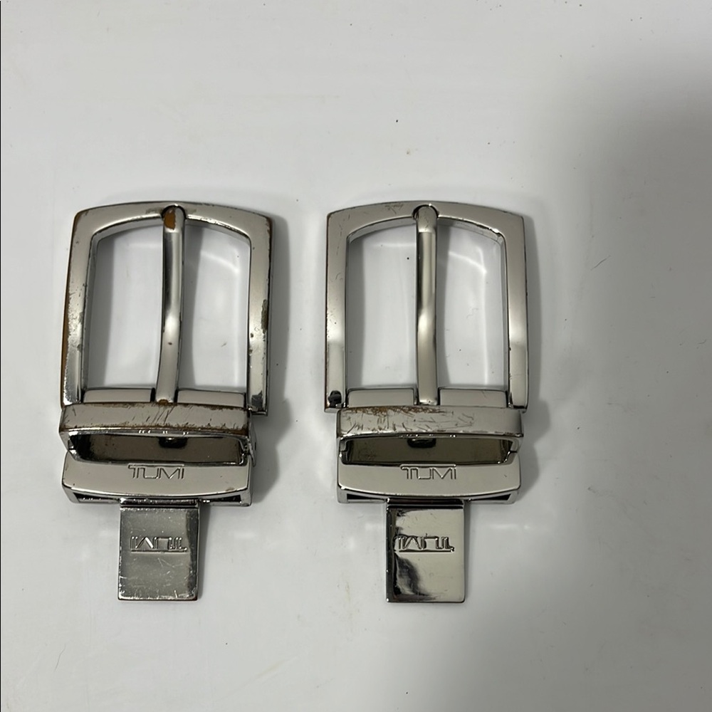 Tumi Silver Metal Belt Buckles Pair